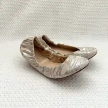 Madison Harding Beige Canvas Silver Animal Zebra Stripe Ballet Flats Dress