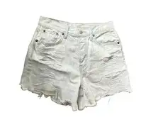 American Eagle 90's Boyfriend Light Wash Distressed Ripped Denim Shorts Size 2