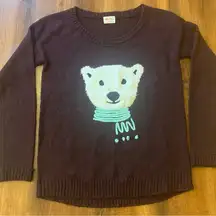 Black Poppy polar bear sweater women’s medium maroon purple adorable cozy cute