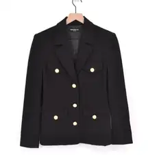 Generation Love Gil Compact Stretch Ponte Blazer Gold Buttons Black Women's S