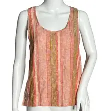 Drew Shirt Women XS Pink Red Vertical Stripe Linen Blend Tank Neutral Minimalist