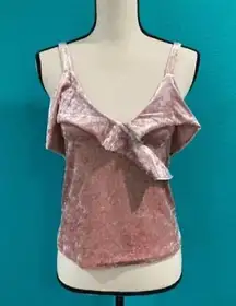 Mango crushed velvet light pink tank top in size xs