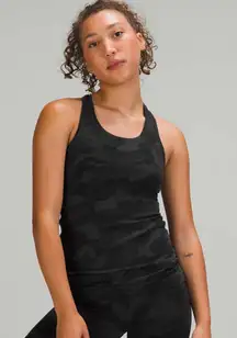 Lululemon Cool Racerback Tank Top Deep Coal Camo Size 12 Nulu Yoga Gym