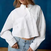 Urban Outfitters BDG Corey Cropped Button-down Shirt Classic White Size Large