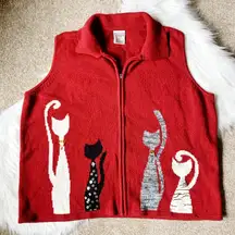 Cat Sweater Vest Red 2X