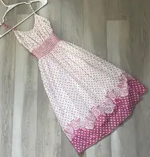 Polka Dot Dress vintage y2k floral midi womens Pink (small) retro girly party