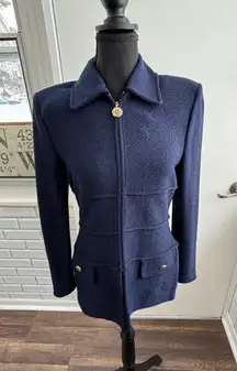 St John Collection Santana Knit Jacket Blazer 2 Golden Buttons Couture layered