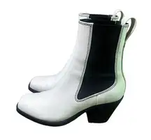 Rag & Bone Axis Chelsea Boots White Square Toe Leather Size 38.5 EU Women's