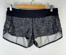 Lululemon Speed Short Mini Splatter White/Black Women's Size 8 Swift Ultra Run