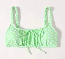 SheIn NEW! Sz M So Cute Green Floral Swimsuit Ruched Bikini Top