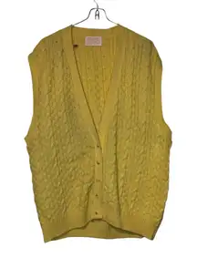 Pendleton Women's Cardigan Sweater Vtg. Wool Sleeveless Button Up‎ Yellow Large