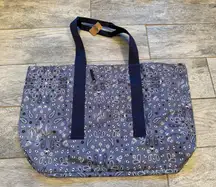 NWT Victorias Secret Pink Large Canvas Tote Bag Blue Bandana Paisley Print Gift