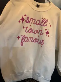 Sweet Claire White Sweatshirt with Pink Print