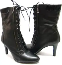 Alfani Evette Leather Lace Up Booties