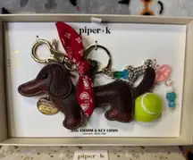 Piper-K Dachshund Dog Charm Keychain Tennis Ball Bag Charm Set NWT Cute Gift