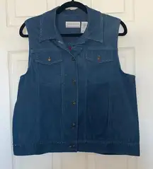 Alfred Dunner Floral Print Denim Vest