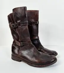 Bed Stu  Cobbler Series Dark Brown Leather Mid Calf Buckle Boots Women's Size 9