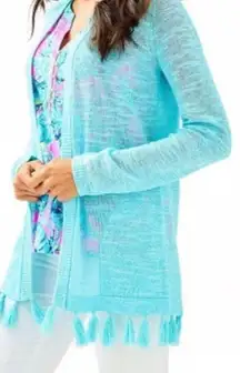 Women's Edita Cardigan in light Blue Knit Sweater Open Front Small