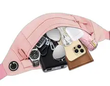 Belt Bag Pink 4 Zipper Pockets Fanny Pack Waist Bag Crossbody Travel Running OC4