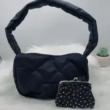 The Errands Grab & Go Quilted Nylon Handbag w/ Star Print Black Jean Coin Purse