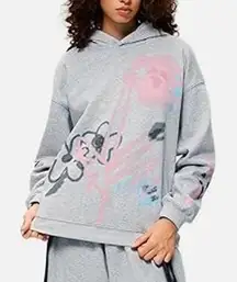 Aelfric Eden Oversized Cartoon Graffiti Pullover Hoodie Gray Medium