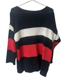 Chaps Pull‎ Over Red White Blue Size XL Sweater 3/4 Sleeve Striped Nautical City