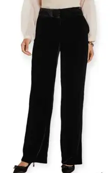 Boden Velvet Wide Leg Silk Blend Black Pants Trouser Holiday Size 10 Long
