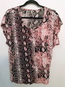 100% Rayon Kimono Sleeves Snake Print Top Size L