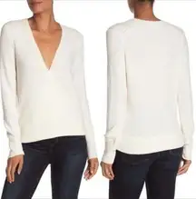 Madewell Cream Wrap Front Pullover Sweater XL NWT Ivory Surplice Winter Fall