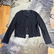 Black Floral Lace Knit Cardigan