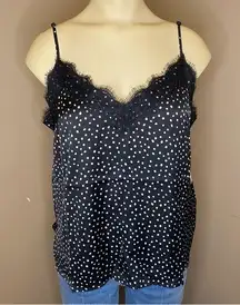 NWT Nordstrom BP. Lace Black Sketchy Dot Tank Top Camisole Size Medium