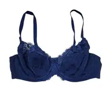 Panache Envy Balconnet Bra Blue Size 34D Balconette Unlined Underwire