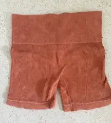 Colsire Womens Ribbed Shorts Burnt Orange‎ High Waist Stretchy Casual Lounge