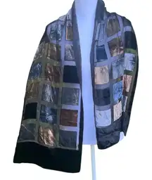 Brown and Black Patchwork Velvet Burnout Scarf