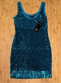 Abyss by Abby teal sequin mini dress