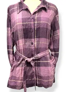 Kelly‎ Scott Women’s Vintage Silk Long Sleeve Shirt  Purple Black Top Size XL