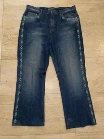 Vtg 90’s RALPH LAUREN JEANS CO Size‎ 14w Turquoise Beaded Western Dark Blue Jean