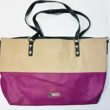 Jessica Simpson Handbag Large Tote W Shoulder Strap Vegan Pink and Gray