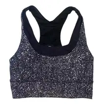 Lululemon Athletica speckled black and white criss cross sports bra size 4