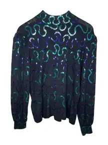 Vintage St. John for Neiman Marcus Black Long Sleeve Sequin Top 12