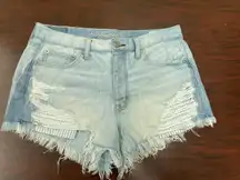 American Eagle Vintage Hi-Rise Festival Button Fly Denim Shorts Size 6