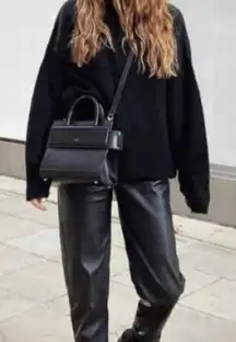 Free‎ People Pleated High Waist Vegan 12 Straight Leg Leather Trousers 90s Retro