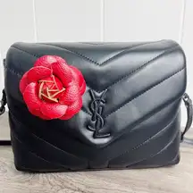 Camellia Flower Vegan Leather Magnetic Bag Charm