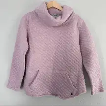 Orvis Pink Quilted Pullover Sweater Sweatshirt Comfy Casual Small Cowl Neck