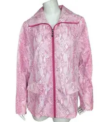 Dennis Basso Dennis By  Pink Snakeskin Full Zip Rainjacket Long Sleeve Small NWT