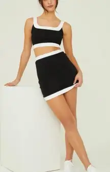 NWT Altar’d State Meredith Blake Black White Crop Top Skirt Set S M