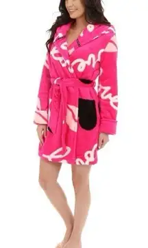 🌷Betsy Johnson Pop Art Love Pink Flush Robe Size XS🌷