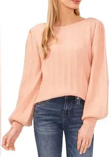 NWT CECE Women’s Misty Pink Puff Sleeve Boat Neck Sweater