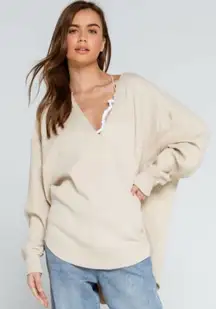 Free People We The Free Owen Thermal Oversized Top Vanilla Cream Women’s Sz Med