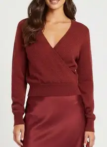 NWT Madewell Women Wrap Sweater Scarlet Knit Long Sleeve V Neck Merino Wool S